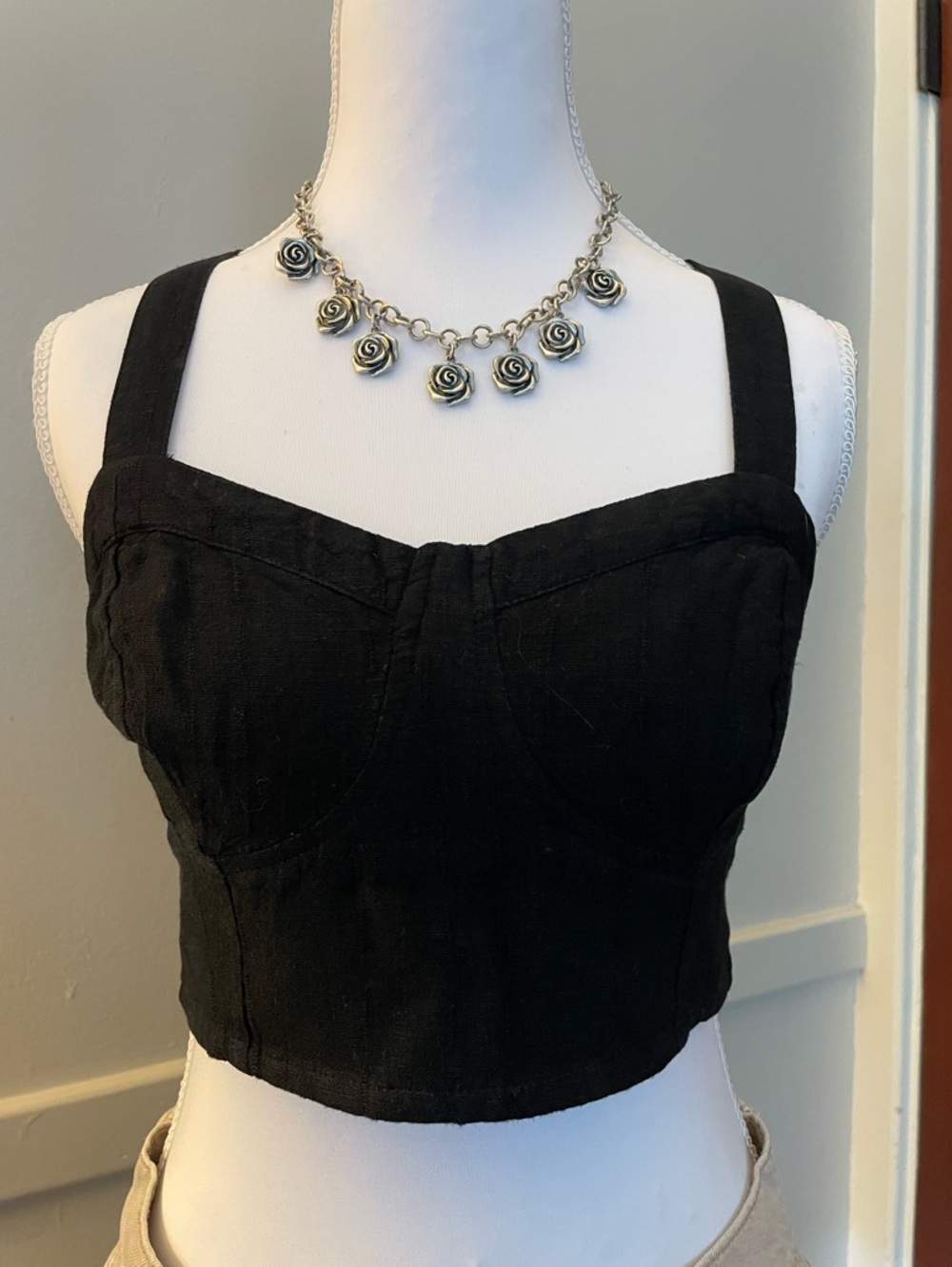 Aeropostale Black Bustier Crop Top with Wide Adjustable Straps